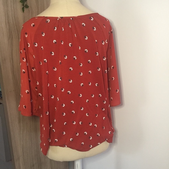 LOFT Burnt Orange Draping BOHO Blouse - Picture 4 of 5